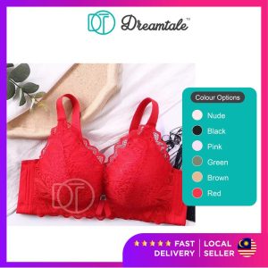 [AB Cup] Dreamtale Women Bra Beauty Lace Medium Thick Sponge Wireless Bra Push Up Coli Wanita Baju Dalam Wanita WCO320
