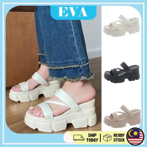READY STOCK EVA Thick Women's Sandal Kasut Wanita Casual Wedges Flip Heels Rubber Perempuan