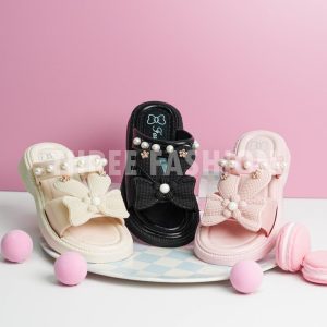 【THREE Fashion】Ribbon Flower Kids Shoes Kasut Kanak Perempuan Kids Girl Shoe Sandals Shoes Slippers Kasut Budak