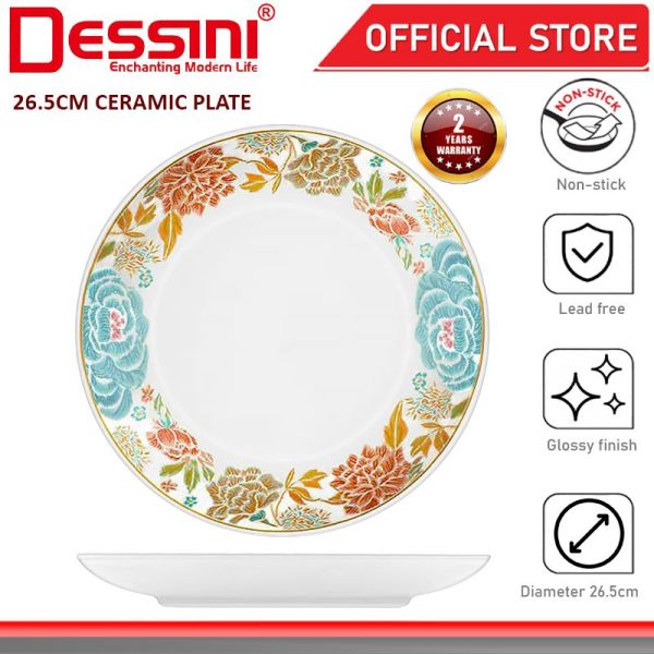 DESSINI ITALY 10 Inch Ceramic Serving Plate Dish Pasta Salad Dessert Tray Non Stick Snack Platter Dinnerware PINGGAN