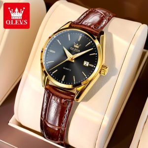 【1-year warranty】OLEVS Jam Tangan Wanita Perempuan Original New 2025 Casual Waterproof Quartz Luminous Leather Watches for Woman New68-9-8 Gelap Tahan Karat Rotundity Material logam+kulit dalam stok Warna berbilang Ada kotak Pejabat parti pemberian hadiah