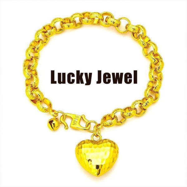 Gelang Bertuah, Berbentuk Hati, Roset Emas, Untuk Wanita, Gelang Tangan Viral, Reka Bentuk Terbuka, Panjang Boleh Laras, Panjang 20cm, Lebar 1cm, Bentuk Hati 2cm, Boleh Laras, Sesuai untuk Kegunaan Harian
