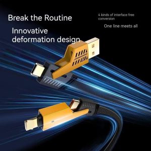 Kabel Data Mecha, Reka Bentuk Empat Dalam Satu, Caj Super Pantas PD27W, Talian Caj Cepat Jenis-C65w Dwi, Pelbagai fungsi