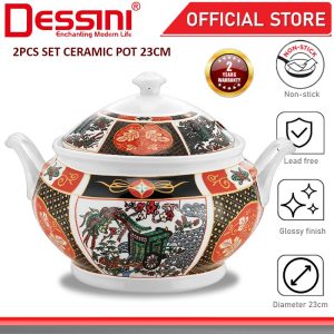 DESSINI ITALY 23CM Ceramic Serving Bowl Salad Soup Cereal Pasta Casserole Non Stick Healthy Stock Pot Cookware PERIUK