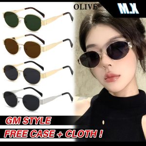 Cermin Mata Hitam Terpolarisasi, Gaya METAL MX STUDIO-OLNA, Cermin Mata Hitam Gaya Korea, Gaya Aloi, Cermin Mata Muka Bulat, Perlindungan UV, Bingkai Besar, Sesuai untuk Memandu, Untuk Wanita dan Lelaki