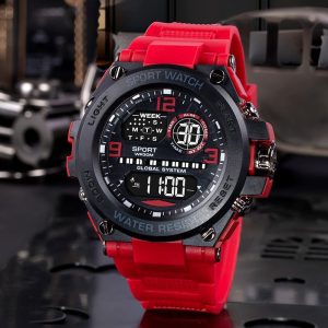 Jam Tangan Sukan Digital, Pelbagai Fungsi, Untuk Lelaki, Paparan Dwi Elektronik LED, Jam Penggera, Kalis Air, Berkilau, Jam Tangan Lelaki Pergelangan tangan Watches