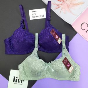 Women Bra Wired 2 hook 34-42 Cup B Floral Lace Bra Baju Dalam Wanita Berdawai Coli Wanita Underwear