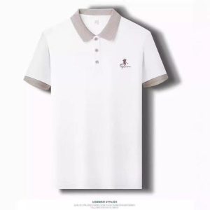 Kemeja Polo Perniagaan Rawak, Untuk Lelaki, Bebas seterika, Sulaman, Atas Lengan Pendek, Sesuai untuk Pertengahan Umur dan Orang Muda, Berkualiti Tinggi