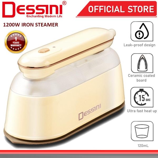 DESSINI ITALY 1200W Electric Ceramic Soleplate Garment Steam Iron Sprayer Steamer Clothes Brush / Seterika Baju
