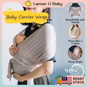 【READY STOCK】LEMONU Baby Carrier Wrap Newborn Nursing Towel Easy to Wear Four Seasons Sling Wrap Hands Free Baby Infant Breathable Multifunctional Carrier 0-36 months Carrier Baby Newborn Travel