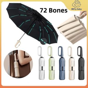 Oversized Umbrella Fully Ring Buckle Design 20 Bone UPF50+ Oversized Dual-use UmbrellaFully Automatic Folding umbrellacoquette payung hitam premium