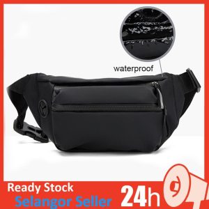 【Ready Stock】 Waist Bag Waterproof Nylon Pouch Bag Men Chest Bag Sports Fashion Bag Lelaki Porch Bag Large Capacity