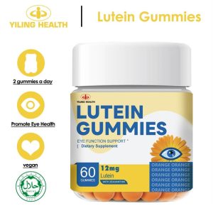 [Only for LIVE]Yiling Lutein Gummies, 12mg dengan Zeaxanthin dan Vitamin A, Untuk Kanak-kanak dan Dewasa, Suplemen Kesihatan Mata dan Fungsi Otak, Perisa Oren, 60Ct, [Hanya untuk LANGSUNG] Pil