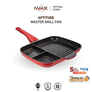 MMX Aptitude Cast Aluminium Black Marble Non-Stick with Multi-Section Frying Master Grill Pan