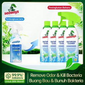 Seaways Semburan pembersih bilik mandi (500g), Pembersih mangkuk tandas, penghilang noda simen, penghilang tera air kaca