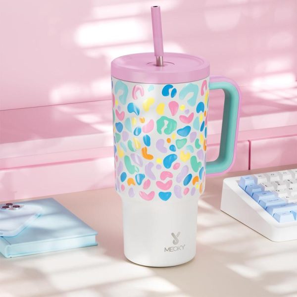 Mug Perjalanan, MEOKY, Kapasiti 30oz (887ml), dengan Pemegang, Keluli Tahan Karat, Bertebat Vakum, Sesuai untuk Kopi, Dinding Berganda, dengan Penutup Kalis Bocor, Bebas BPA Kitchenware