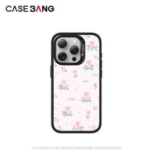 ImagiSnap, CASEBANG, Siri Taman Rahsia, Tulip Merah Jambu, Pengecasan Magnetik, Jenama bersama IP, Magsafe, Serasi dengan iPhone 13-16 dan Siri Samsung S24 / 24 + / 24U / 25U, Beg Udara Balut Penuh, Empat Penjuru, Tahan Kejutan
