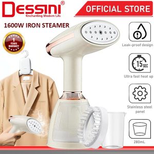 DESSINI ITALY 1600W Electric Ceramic Soleplate Garment Steam Iron Sprayer Steamer Clothes Brush / Seterika Baju