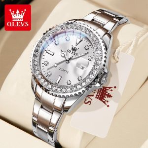 OLEVS 9945 Jam Tangan Wanita Original Perempuan New 2025 Fashion Style Women Watches Waterproof Luminous Lady Girl with Luxury Box Rotundity Bahan logam dalam stok Warna berbilang Pejabat parti pemberian hadiah Garanti 1 tahun