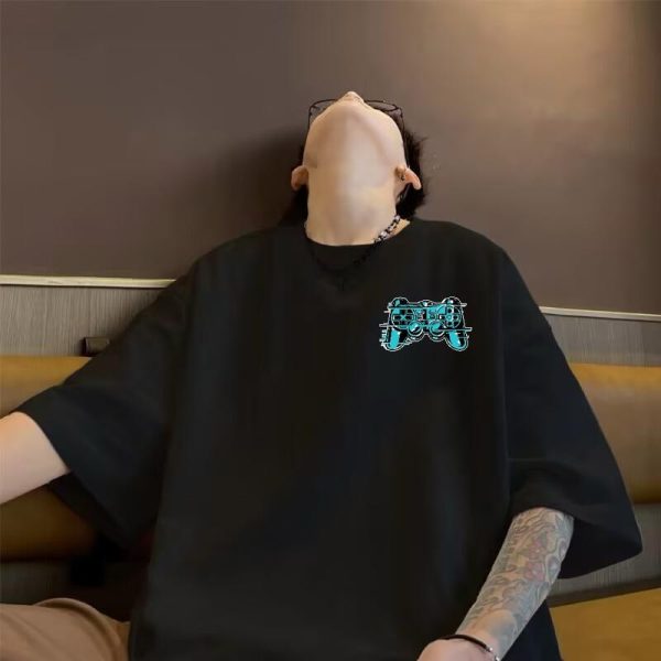 Short ultrathin baju kurungsleeved t-shirt men's summer trendy brand game console niche half sleeved trendy versatile clothes men's loose top metallica shirt printed shirt