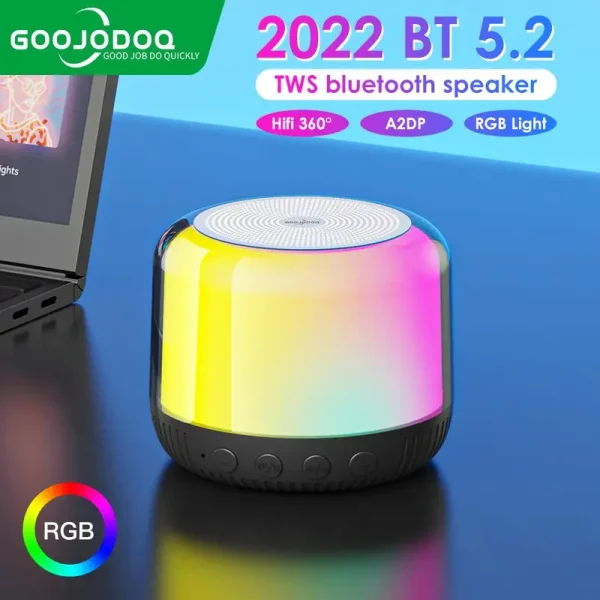 GOOJODOQ Bluetooth Speaker RGB Portable Wireless Speaker 3 IN 1 Audio With USB Mic for Phone Laptop mini speaker