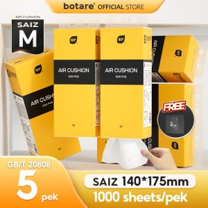[5PCS] Botare AIR-cushion cheerful soft deluxe tissue, 4 layers, 1000sheets, 140x175mm, 5 keping