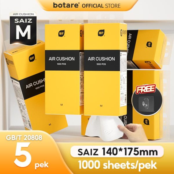 [5PCS] Botare AIR-cushion cheerful soft deluxe tissue, 4 layers, 1000sheets, 140x175mm, 5 keping