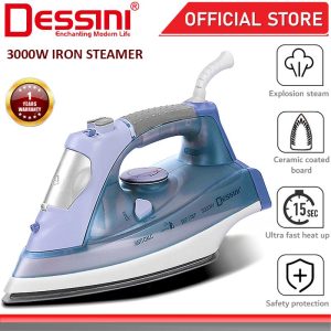 DESSINI ITALY 3000W Electric Ceramic Soleplate Garment Steam Iron Sprayer Steamer Clothes Brush / Seterika Baju