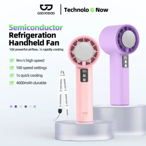 GOOJODOQ GFS006 Cooling Portable Handheld Fan | Kipas Sejuk 4000mAh with ??LED Battery Speed Display Max Wind Power Speed ??9m/s | Super High Speed 1s Quick Cool Effect | Mini Mobile USB Fan Kecil