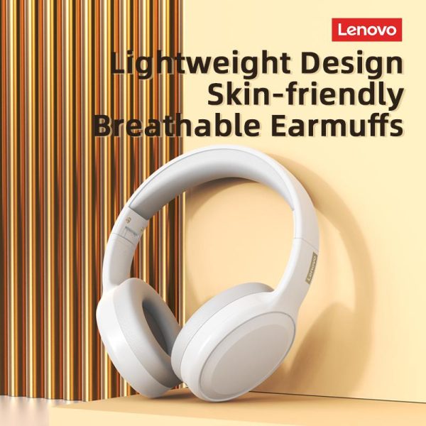 Alat Dengar Bluetooth Tanpa Wayar, Lenovo, TH30, Alat Dengar Musim Sejuk, Fesyen, Melegakan Beban Telinga, Sesuai untuk Musim Sejuk, Warna Merah headset