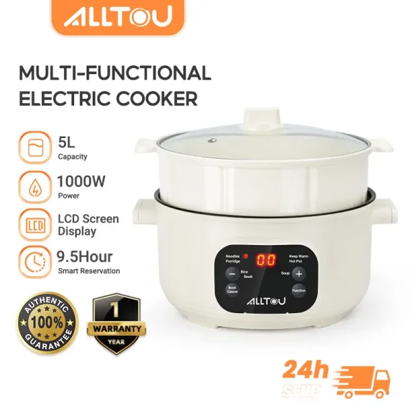 ALLTOU Double Layer Non-stick Pan Portable Mini Rice Cooker Steamer Double Layer Steamer Cooker Electric Timer elektrik cooker hodekt malaysia rice cooker Steel Heater rice cooker