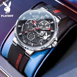 PLAYBOY Jam Analog Tangan Lelaki Viral 2025 Watch Original Waterproof Leather Fashion with Business Luminous Sport Watches G3052 Rotundity Material logam+kulit dalam stok Warna berbilang Ada kotak Pejabat parti pemberian hadiah Garanti 1 tahun
