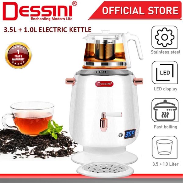 DESSINI ITALY 3.5L + 1.0L Stainless Steel Electric Kettle Temperature Control Automatic Cut Off Boiler Jug Teapot Cerek