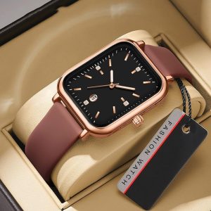 Jam Tangan Fesyen Korea, POSHI Asli, Untuk Wanita, Reka Bentuk Segi Empat Elegan, Tali Silikon, Pergerakan Kuarza, Kalis Air, Sesuai untuk Sukan, Jam Tangan Wanita, Ketibaan Baru