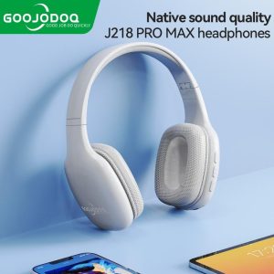 Fon Kepala Bluetooth, GOOJODOQ, Fon Telinga Wayarles Boleh Dilipat, Pengurangan Bunyi, Fon Kepala Permainan, dengan Audio dan Mikrofon, Pembesar Suara Wayarles Earphones Mic