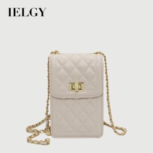 Beg Silang Corak Berlian, IELGY, dengan Rantai Kuning, untuk Penyimpanan Telefon yang Mudah Bags Selempang