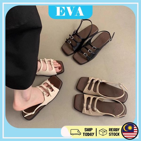 READY STOCK EVA Sandal Rata Fashion Women Kasut Wanita Sandals Shoes Perempuan Anti Gelincir Aktiviti Luar