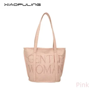 Beg Tote Linen Kapas, Xiaopuling, Saiz Besar, Untuk Wanita, Beg Baldi Bersulam, Sesuai untuk Pelajar, Beg Galas, Dompet Beli Belah