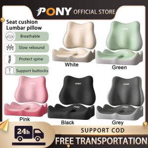 Ergonomic Memory Foam Cushions Set Pain Relief Memory Foam Cushion Lumbar Kusyen Kerusi Seat Cushion Soft Textiles.