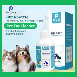 Petclear Petclear Pembersih Telinga untuk Anjing & Kucing 60ml dengan Aplikator Fleksibel