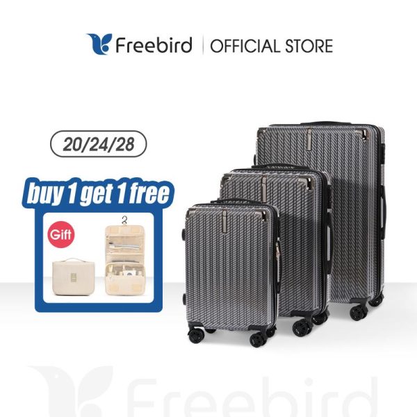 [Buy 1 Get 2 Free gifts] FreeBird Black, Blue, Red | Luxury travel-level checked luggage 20-28 inch carbon fiber lightweight | 360° silent universal wheels | Malaysia Airlines Gold Certification | Bersama Selected Tour Bags Suitcase