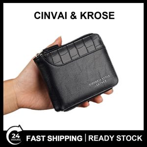 Wallets Dompet Lelaki, Gaya Pendek, Diperbuat daripada Kulit PU, Kapasiti Besar, dengan Poket Zip Syiling, Sangat Cantik dan Mudah Digunakan, Dompet, Pemegang Kad Bags