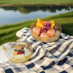 Modern light luxury style decorative PET material storage food tray box with cover tray buffet set