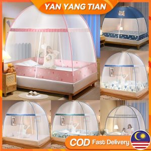 YANYANGTIAN Kelambu Dua Pintu, Liputan Penuh, Tersedia dalam Saiz Tunggal / Berganda / Lebih Besar, Anti Nyamuk, Mudah Dipasang, Boleh Dilipat, Sesuai untuk Penyimpanan Bedding Nets