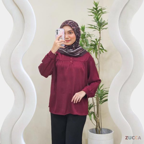 ZUCCA HAULA HALF BUTTON BLOUSE KOREAN STYLE - DM036 KOREAN STYLE Baju Satin