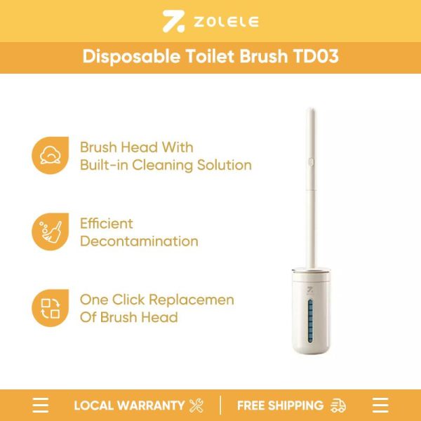 Zolele TD03 Disposable Toilet Bowl Brush Multi Function Wall-mounted Holder Set Bathroom Cleaning With 8 Replacement Heads