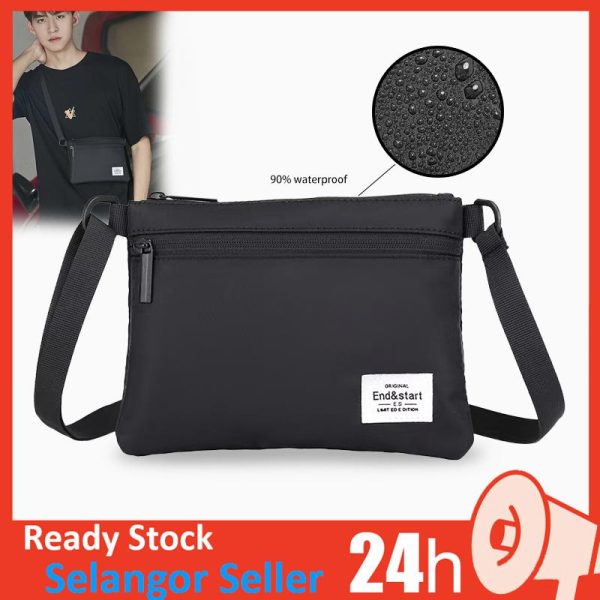 Bag Lelaki Sling Bags Sandang Waterproof Slim Beg Ootd Lelaki Style Beg Galas Portable Shoulder Bags Sports Couple Black Canvas Men Crossbody