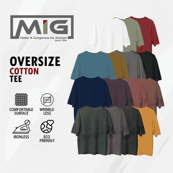 Live Exclusive - MIG Quality Cotton Plain Round Neck Unisex Oversized T shirt