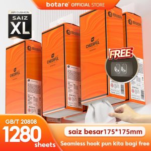 [4PCS] Botare AIR-cushion cheerful soft deluxe tissue, 4 layers, 1280sheets, 175mmx175 mm, excellent comfort