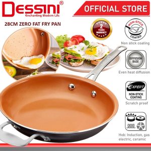 DESSINI ITALY Zero Fat 28CM Frying Pan Die Cast Aluminium Induction Non Stick Copper Pot Bowl Pan Cookware Tool PERIUK
